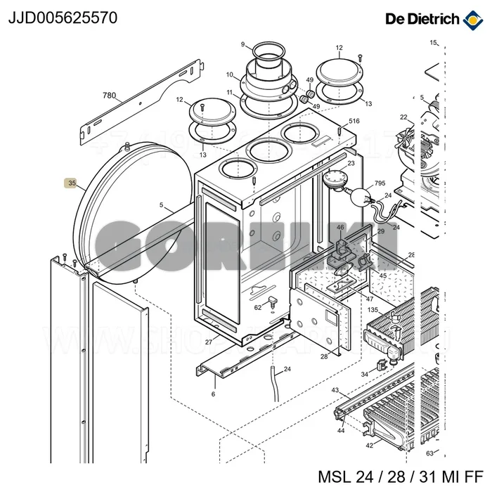 Бак расширительный 8L круглый De Dietrich JJJ005625570 для газового котла