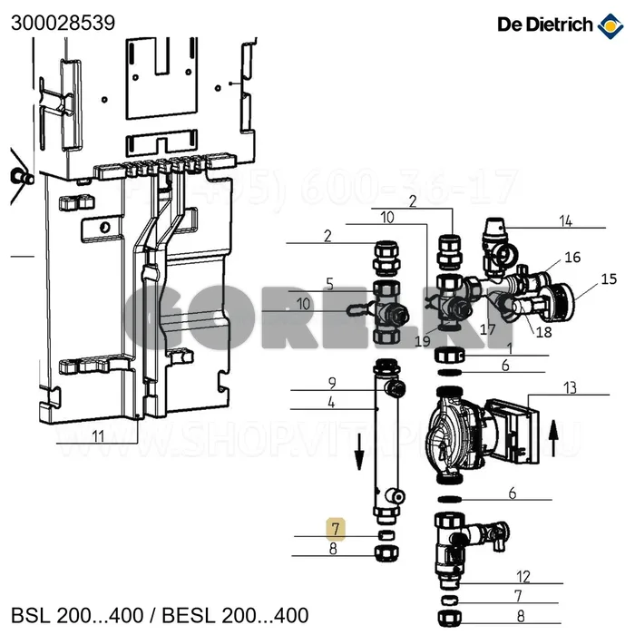 Биконус d.18,2мм x9 De Dietrich 300028539 для газового котла
