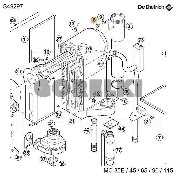 Датчик дымовых газов NTC De Dietrich S49297 для газового котла