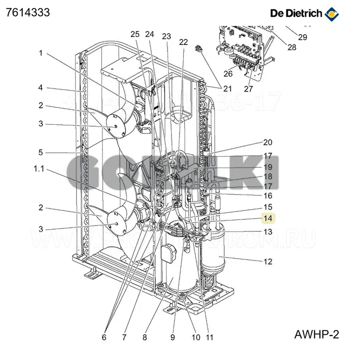 Датчик нагнетания компрессора th34 De Dietrich 7614241 для газового котла