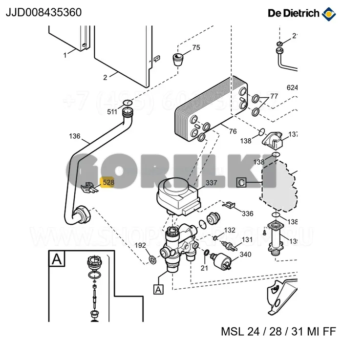 Датчики Its De Dietrich JJJ008435360 для газового котла