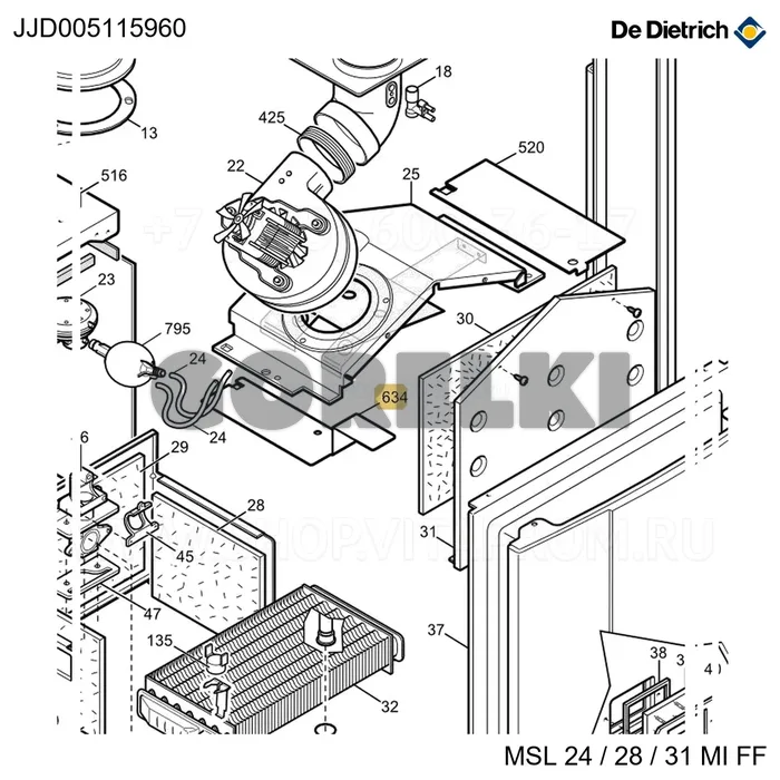 Дефлектор воздуха левый Luna3 De Dietrich JJJ005115960 для газового котла