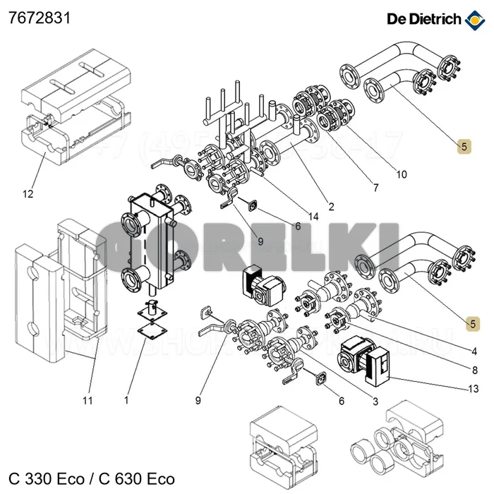 Деталь соединения 1 D80/PN16 De Dietrich 7672831 для газового котла