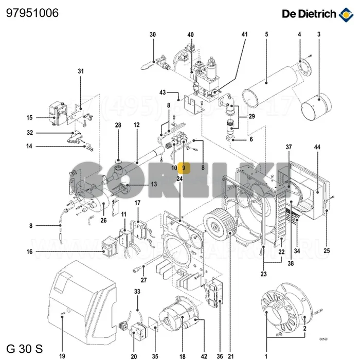 Диффузор De Dietrich многотрубный, G301-3S - G303-3S 97951006 для газового котла