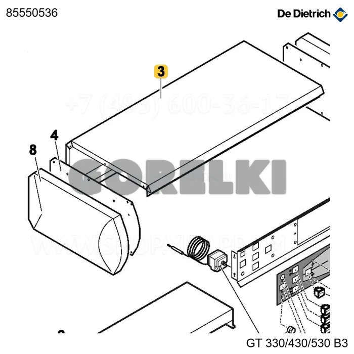 Дно панели комп. окрашенное tap De Dietrich 85550536 для газового котла