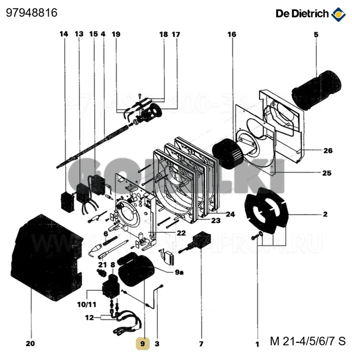 Двигатель 120w De Dietrich 97948816 для газового котла
