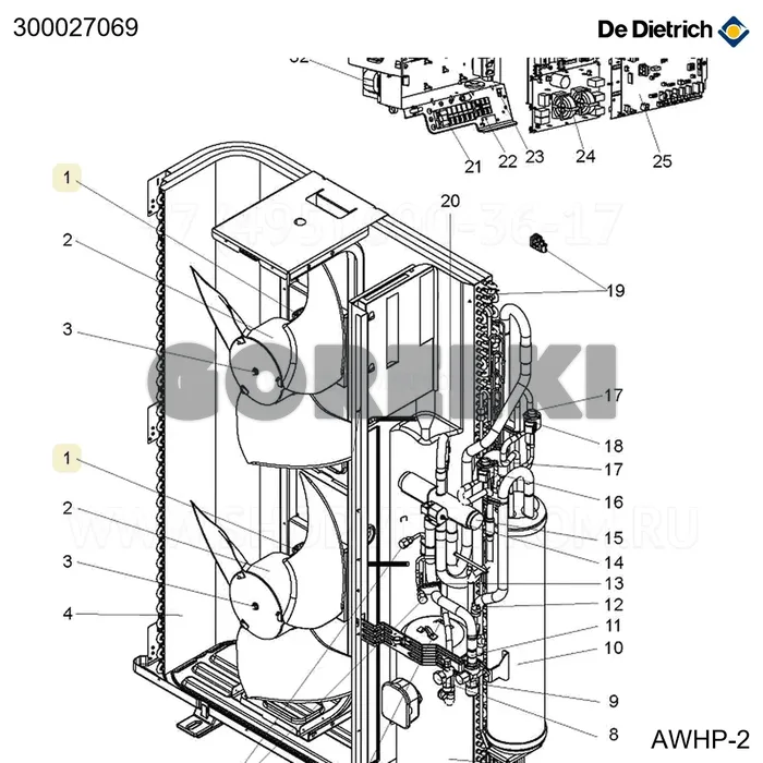 Двигатель вентилятора awhp 22-27 tr De Dietrich 300027069 для газового котла