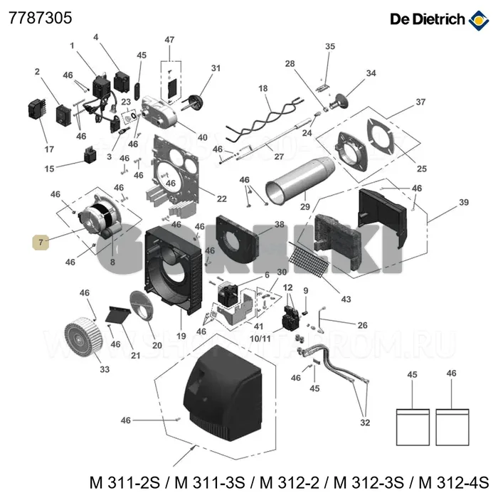 Электродвигатель 380 Вт, G 303-5 S De Dietrich 7787305 для газового котла