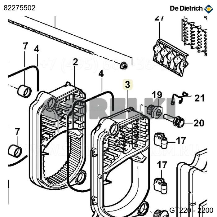 Элемент GT 210 передний прс De Dietrich 82275502 для газового котла