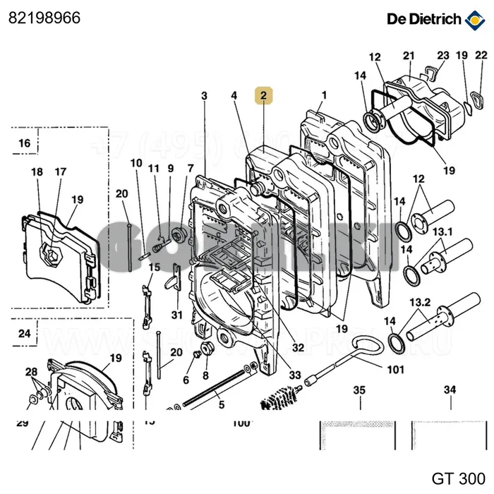 Элемент промежуточный GT 300 De Dietrich 82198966 для газового котла