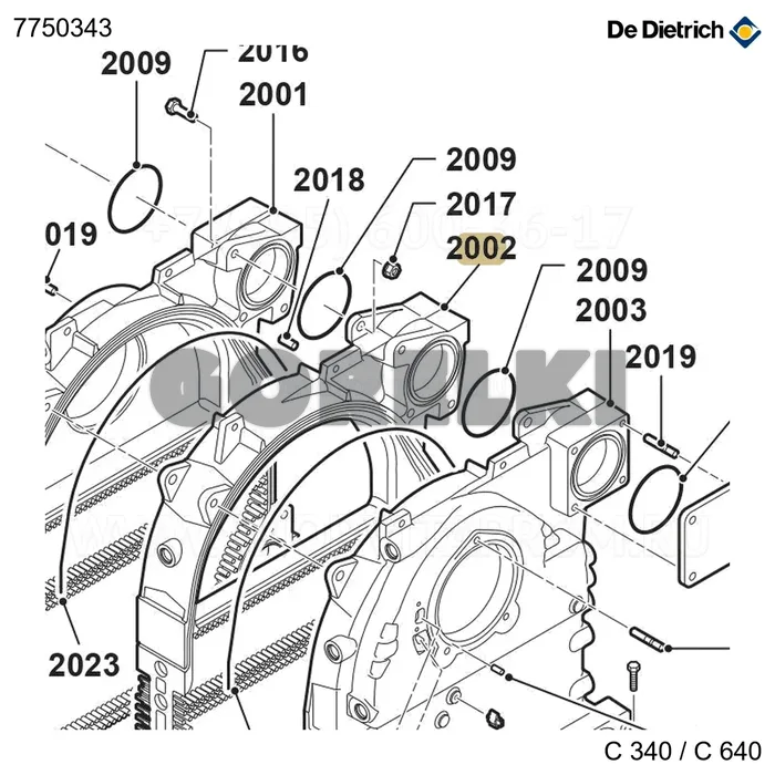 Элемент промежуточный расширения De Dietrich 7750343 для газового котла