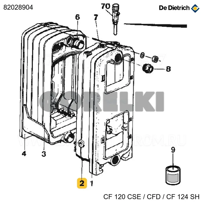 Элемент внутр. спец. CF120CS в сборе De Dietrich 82028904 для газового котла