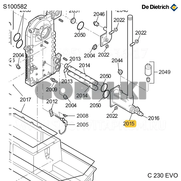 Фитинг соединительный обратка De Dietrich S100582 для газового котла
