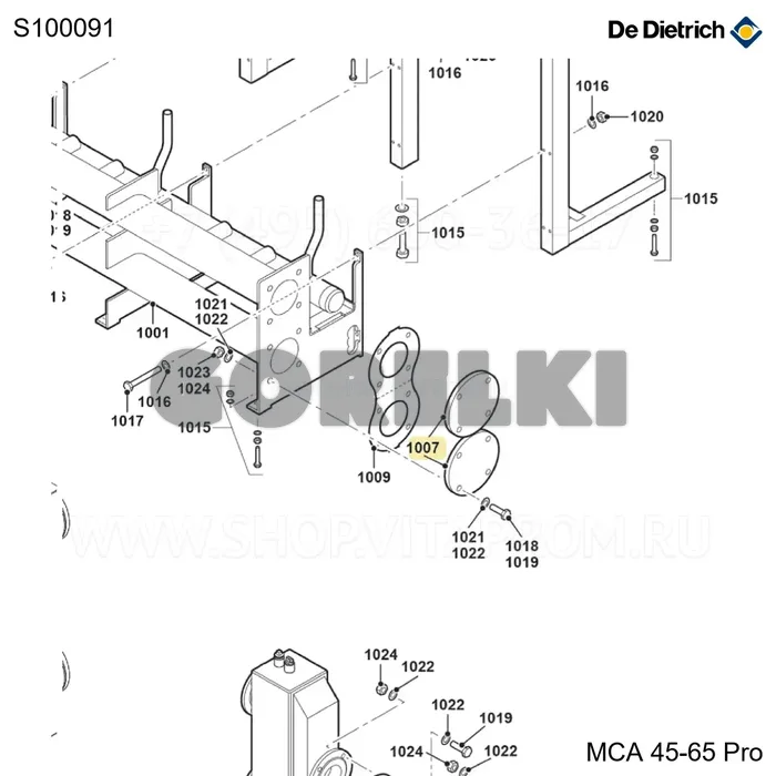 Фланец глухой не сверленый DIN2527 DN100 De Dietrich S100091 для газового котла