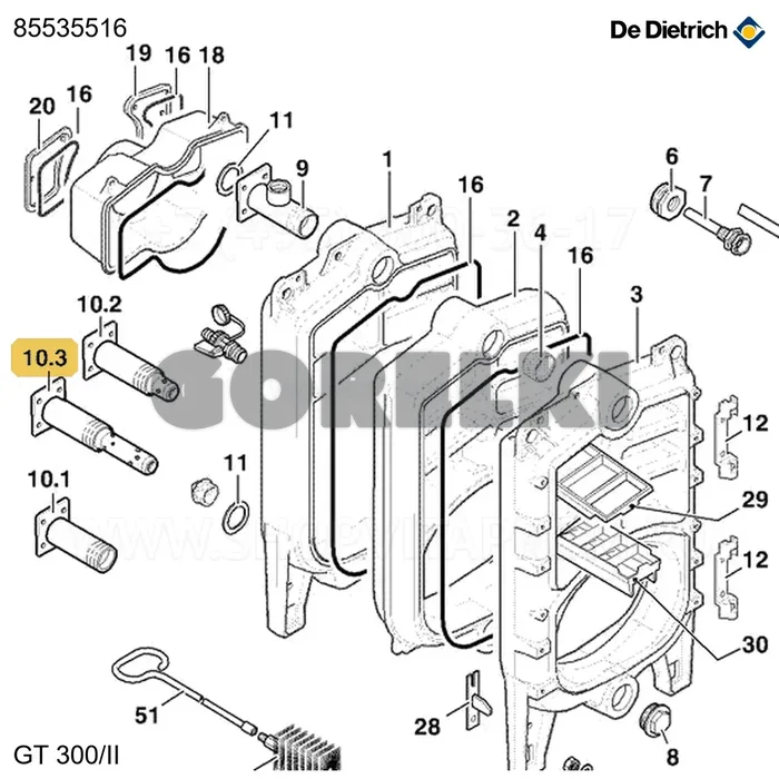 Фланец обратки gt309/ii De Dietrich 85535516 для газового котла