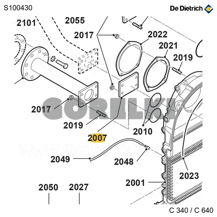 Фланец обратный полный De Dietrich S100430 для газового котла