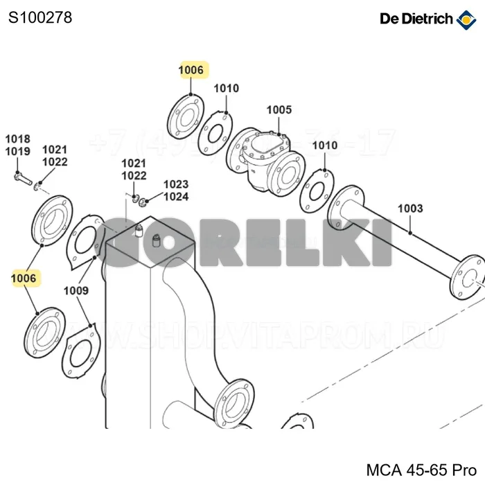 Фланец под приварку dn100 De Dietrich S100278 для газового котла