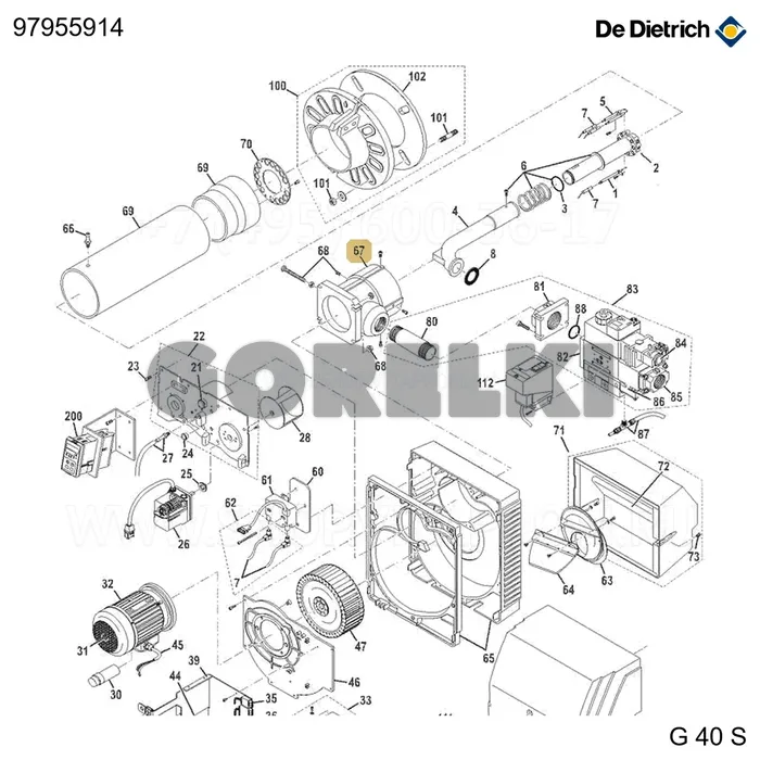 Фланец подключения газового De Dietrich 97955914 для газового котла