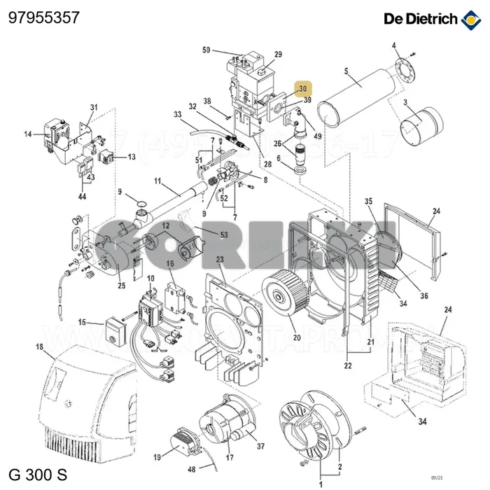 Фланец штуцера давления MBVEF 407 De Dietrich 97955357 для газового котла
