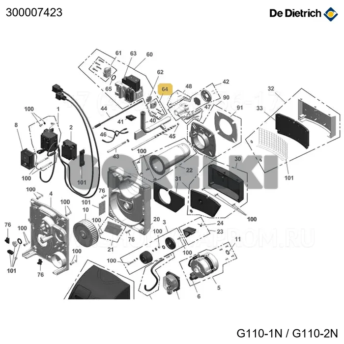Фланец угловой выход газовой рампы De Dietrich 300007423 для газового котла