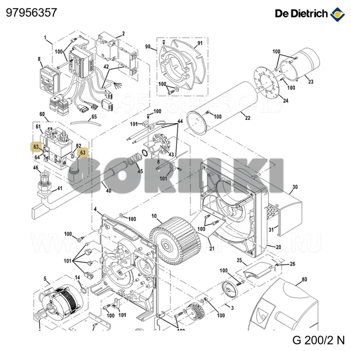 Фланец входной 3/4" cg15 с прокладкой De Dietrich 97956357 для газового котла