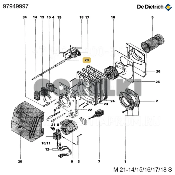 Форсунка danfoss - 1,00 - 60°s De Dietrich 97949997 для газового котла