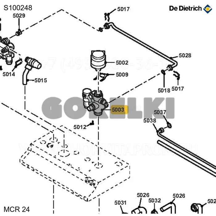 Гидроблок правый De Dietrich S100248 для газового котла
