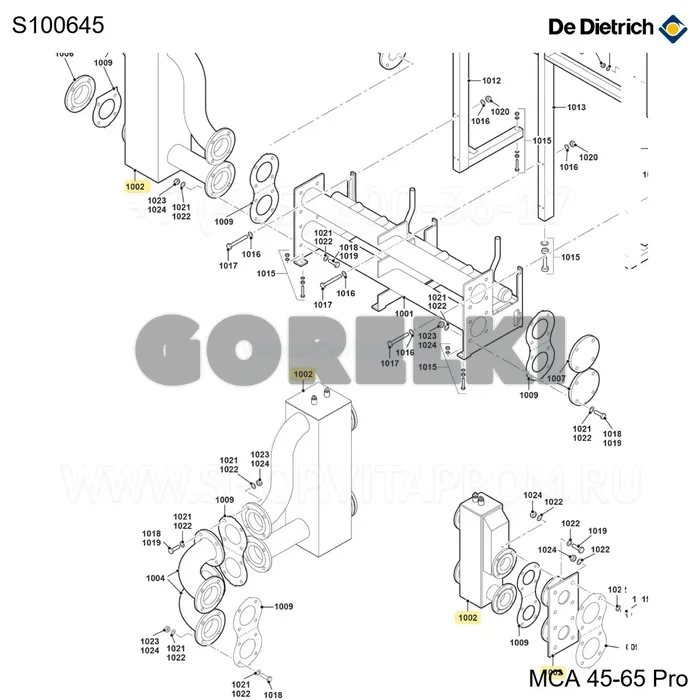 Гидрострелка dn65 в сборе De Dietrich S100645 для газового котла