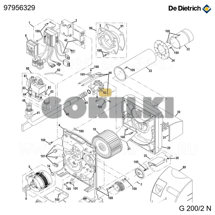 Головка газовая p03 De Dietrich 97956329 для газового котла