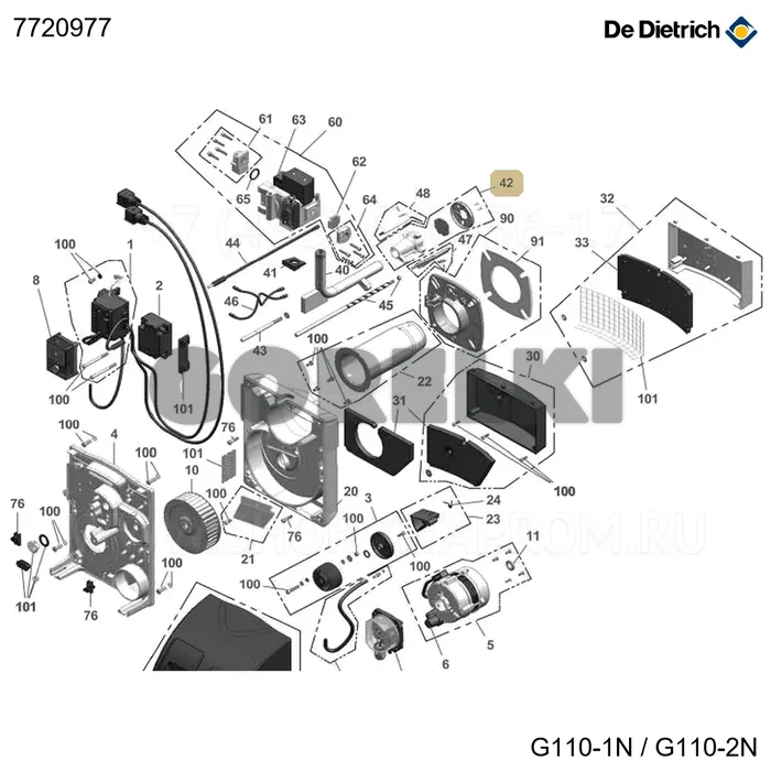 Головка горелки g110-1n De Dietrich 7720977 для газового котла