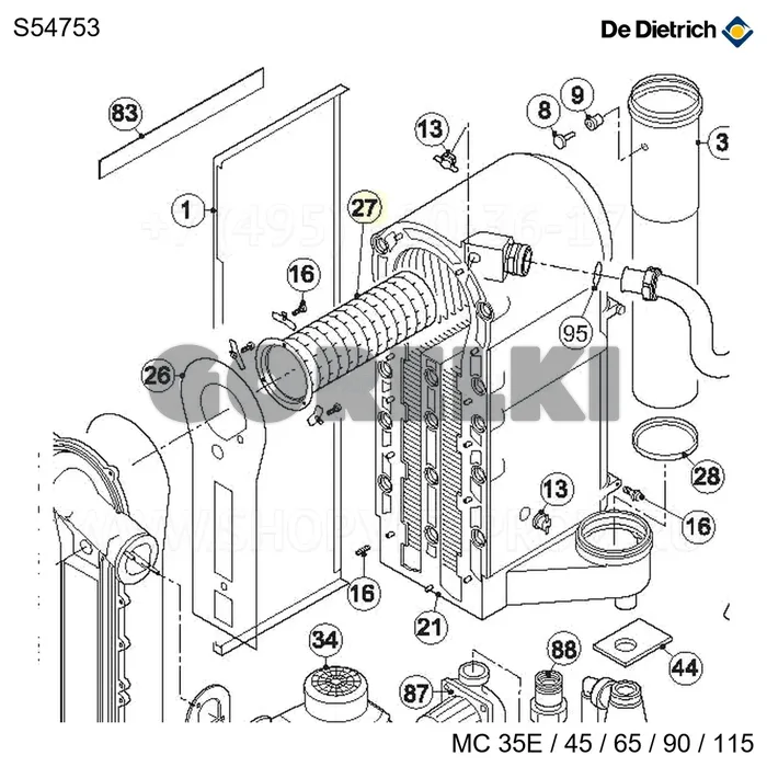 Горелка mc35e/45 De Dietrich S54753 для газового котла
