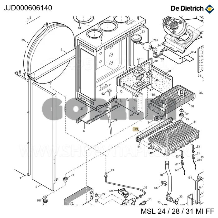 Гребенка держателя форсунок 15 De Dietrich JJJ000606140 для газового котла