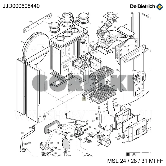 Группа форсунок D.1,18-G 2000-Метан De Dietrich JJJ000608440 для газового котла