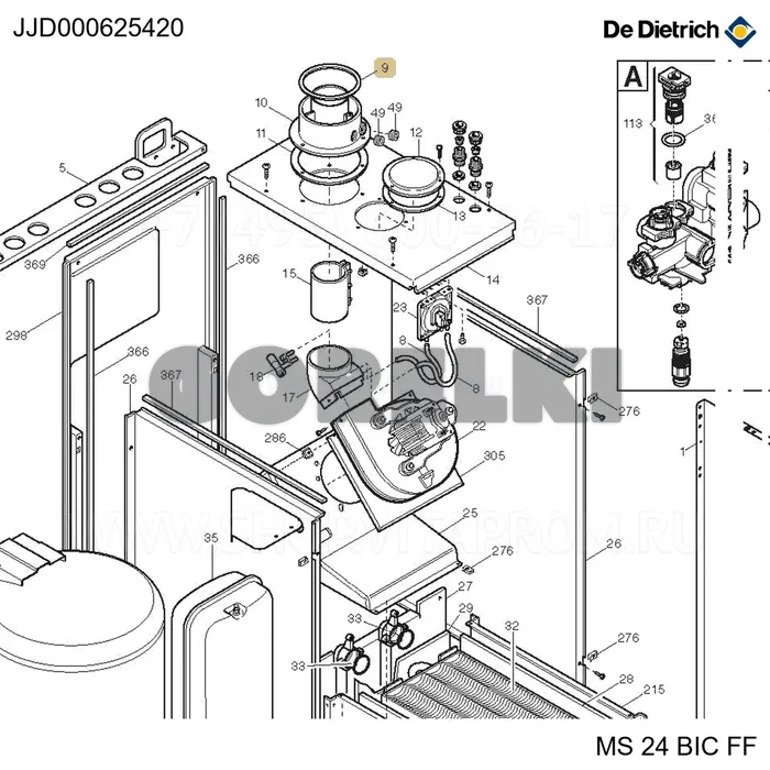 Группа Rid.73-80-Nuvola S43/45 De Dietrich JJJ000625420 для газового котла