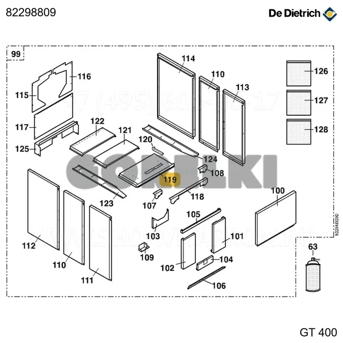 GT400 капитель передняя De Dietrich 82298809 для газового котла
