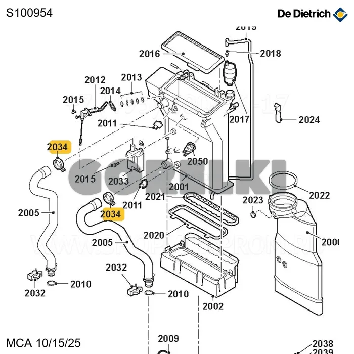 Хомут (10 шт/уп) De Dietrich S100954 для газового котла