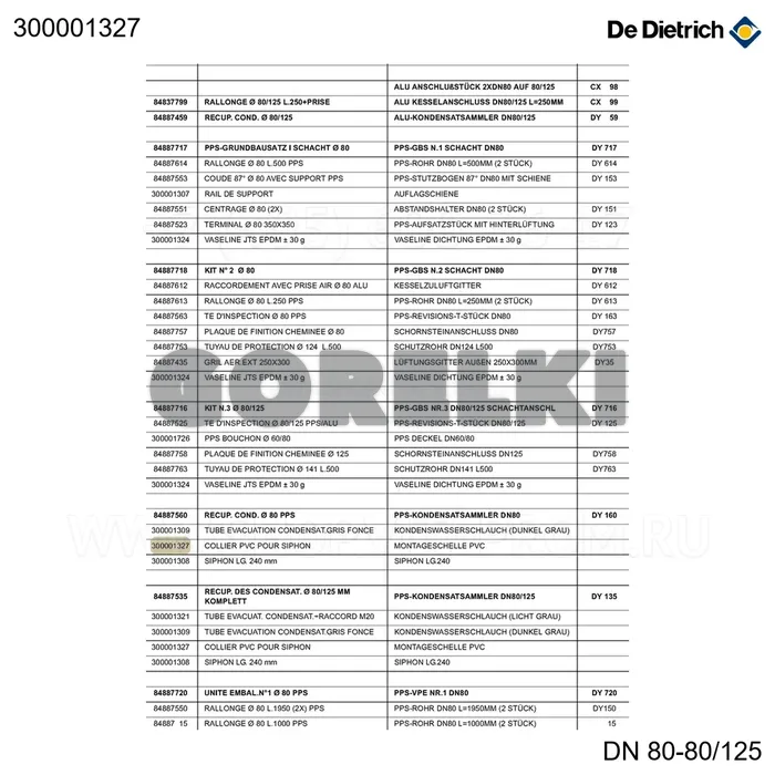 Хомут ПВХ для сифона De Dietrich 300001327 для газового котла