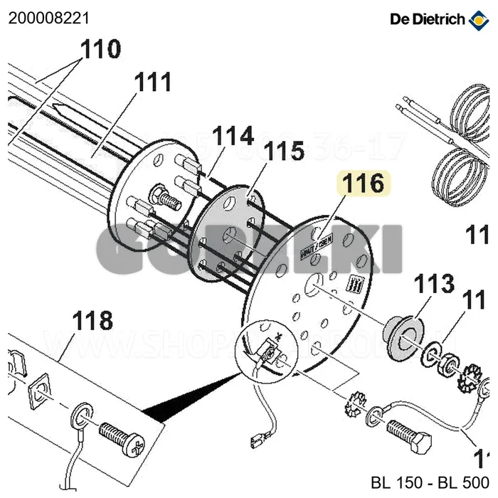 Хомут зажимной D170 PRS De Dietrich 200008221 для газового котла