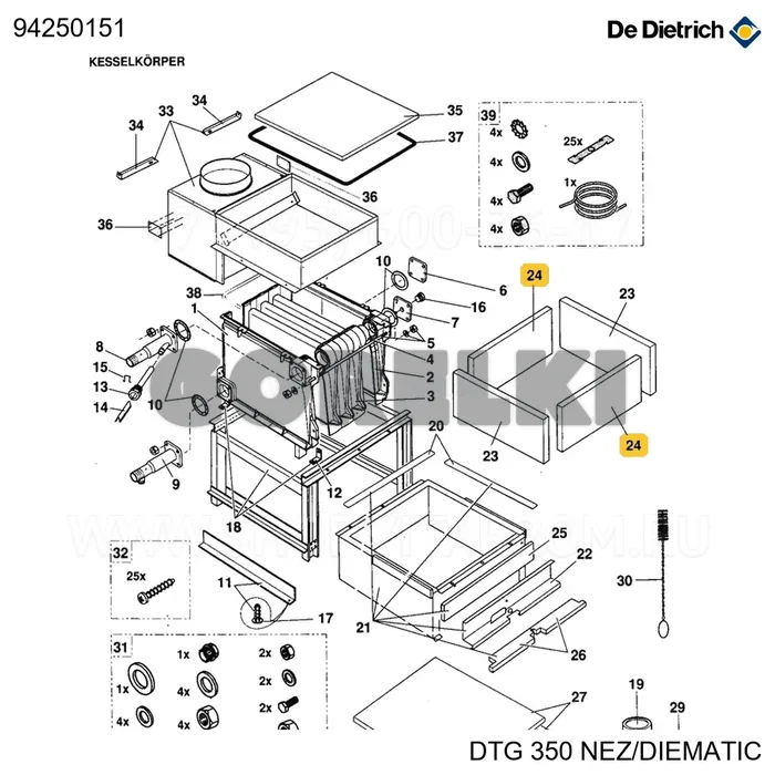 Изол.плита задн. дл.922 De Dietrich 94250151 для газового котла