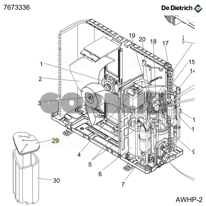 Изоляция верхняя компрессора De Dietrich 7673336 для газового котла