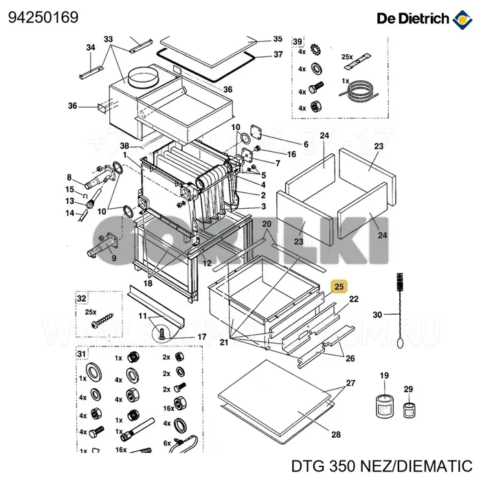 Изоляция верхняя плиты топки De Dietrich 94250169 для газового котла