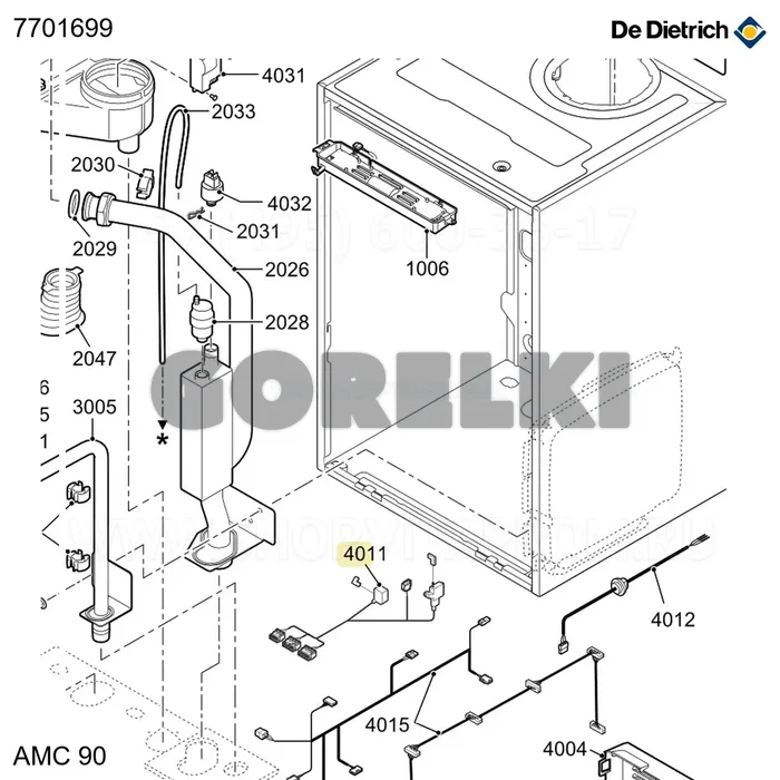 Кабель 230В 45/65/90кВт De Dietrich 7701699 для газового котла