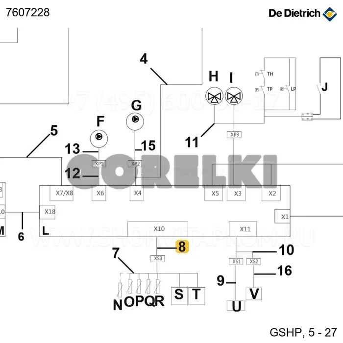Кабель датчика - панели управления De Dietrich 7607228 для газового котла