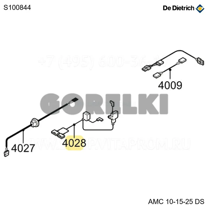 Кабель газового блока и трансформатора розжига De Dietrich S100844 для газового котла