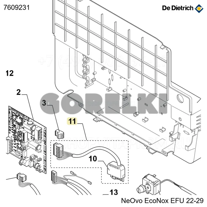 Кабель горелки ecoil De Dietrich 7609231 для газового котла