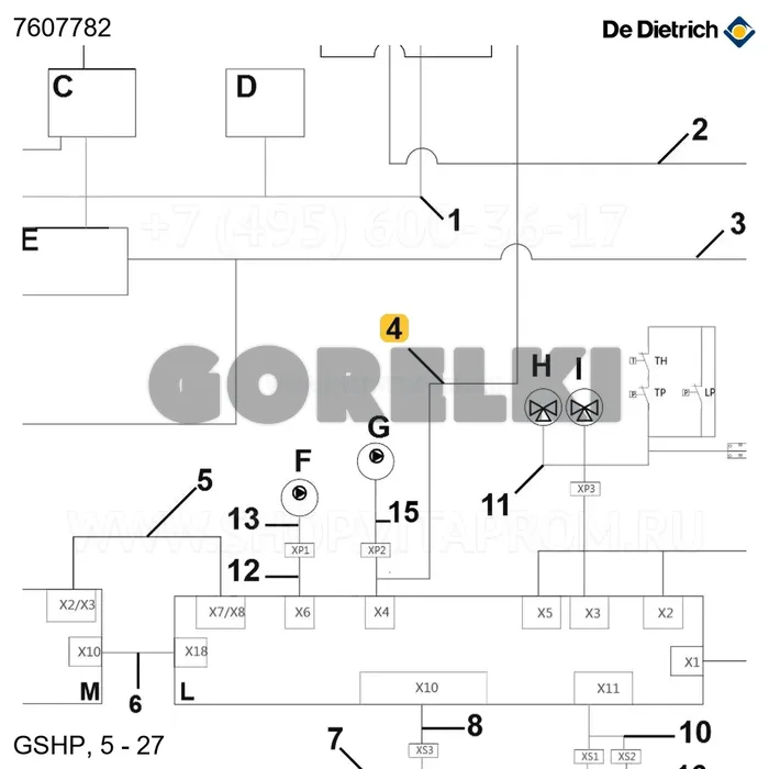 Кабель насоса источника - панель управления De Dietrich 7607782 для газового котла