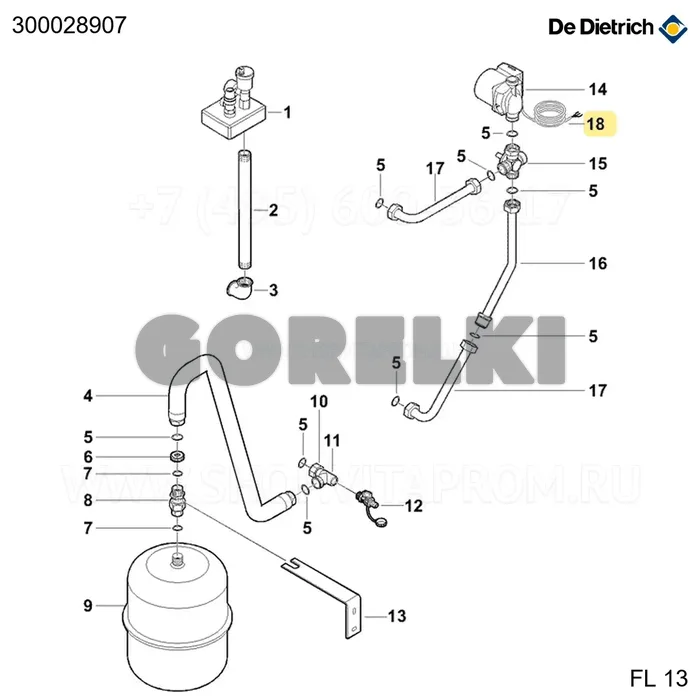Кабель насоса Molex длина 1000 мм De Dietrich 300028907 для газового котла