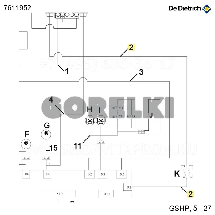 Кабель питания основной De Dietrich 7611952 для газового котла