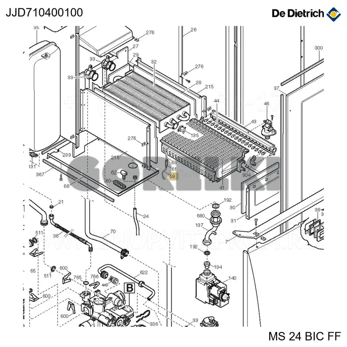 Кабель зажигания De Dietrich MS24 JJD710400100 для газового котла