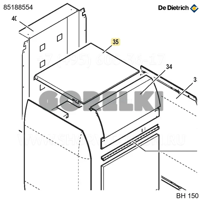 Капитель в сборе dtg130 5-6 4e-5e De Dietrich 85188554 для газового котла